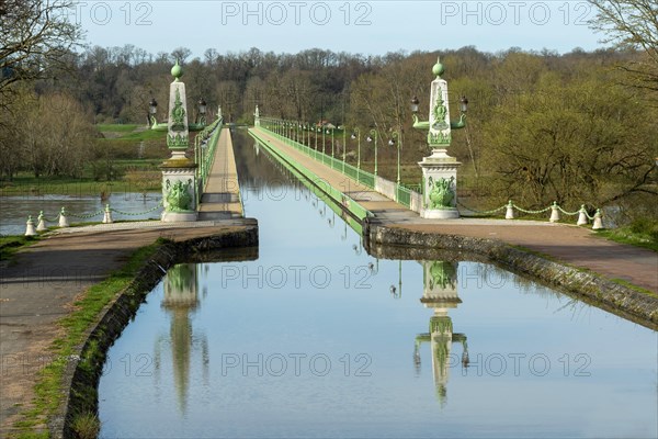 Briare, Canal bridge built by Gustave Eiffel, lateral canal to the Loire above the Loire river, Loiret department, Centre-Val de Loire, France, Europe