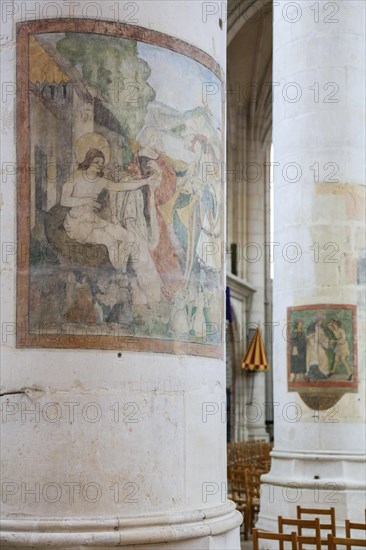 Frescoes, Basilica Basilique Saint-Nicolas-de-Port, Departement Meurthe-et-Moselle, Lorraine, Grand Est region, France, Europe