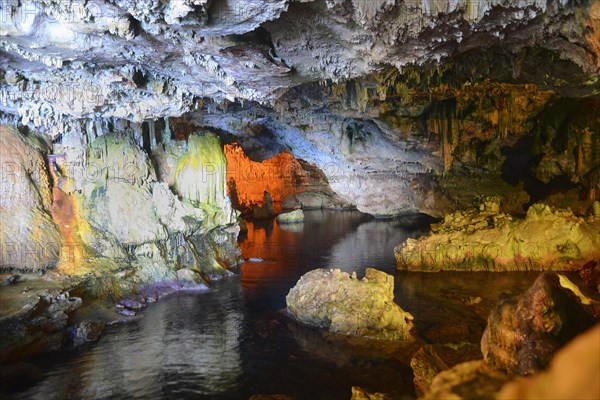 Inside Grotta Nereo cave in Capo Caccia cliff, Alghero, Sassari Province, Sardinia, Italy, Mediterranean Sea, South Europe, Europe