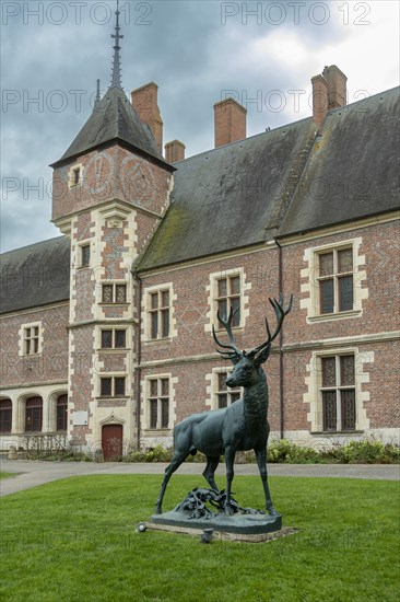 Gien. The castle built from 1482 for Anne de France and Pierre II de Beaujeu, hunting museum, Loiret department, Centre-Val de Loire. France