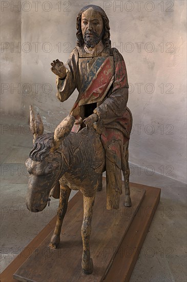 Hersbrucker Palmesel, carved from 16th century lime wood, on loan from the German National Museum in Nuremberg, to St John's Church in Hersbruck, Middle Franconia, Bavaria, Germany, Europe