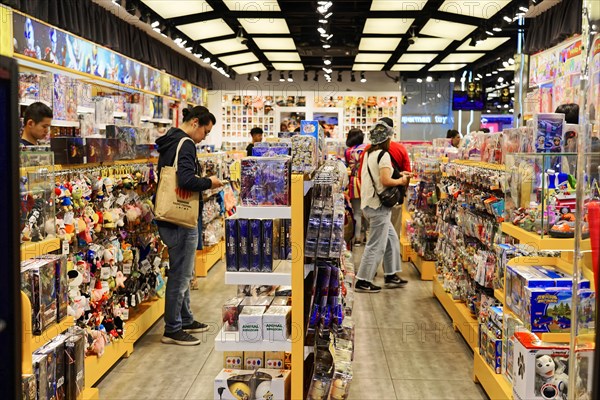 Stroll through Shanghai to the sights, Shanghai, China, Asia, people browse through a toy shop with a variety of action figures and collectibles, Asia