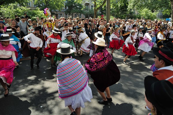 Beautiful colours during the Carnival of Cultures in the city centre. Berlin, Germany, Europe