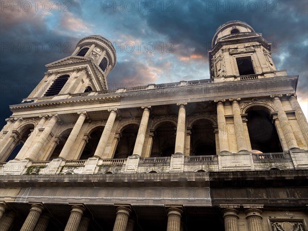 Paris 6e arrondissement. Exterior of the Saint-Sulpice church. Ile de France, France, Europe