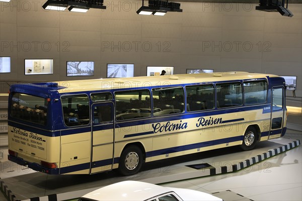 Mercedes-Benz O 303 touring coach, Mercedes-Benz Museum, Stuttgart, Baden-Wuerttemberg, Germany, Europe