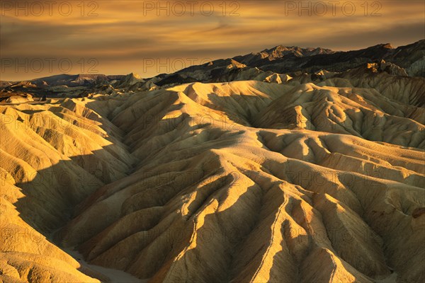 Zabriskie Point at sunset, Death Valley National Park, California, USA, Death Valley National Park, California, USA, North America