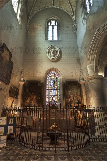 Baptismal font in the Eglise Notre Dame de Bon Port, 1646, Les Sables-d'Olonne, Vandee, France, Europe