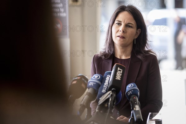 Annalena Baerbock (Buendnis 90/Die Gruenen), Federal Foreign Minister, photographed during a press statement in Tel Aviv, 17.04.2024. Photographed on behalf of the Federal Foreign Office