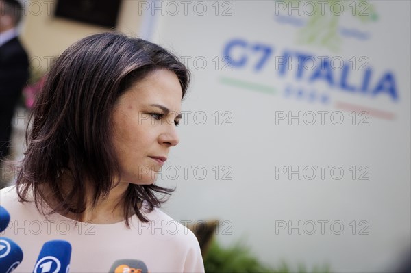 Annalena Baerbock (Alliance 90/The Greens), Federal Foreign Minister, photographed during a doorstep at the meeting of G7 foreign ministers in Capri, 18 April 2024. Photographed on behalf of the Federal Foreign Office