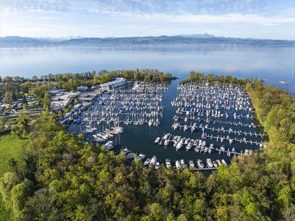 Ultramarin Gohren, the largest water sports centre on Lake Constance, Meichle and Mohr Marina with 1, 400 berths, hotel, sailing school, yacht charter and shipyards, drone photo, Gohren, Kressbronn am Lake Constance, Baden-Wuerttemberg, Germany, Europe