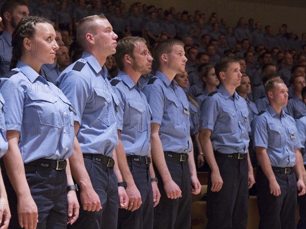 Assembly for the swearing-in of 639 young Berlin police officers, Berlin, 02 July 2015, Berlin, Berlin, Germany, Europe