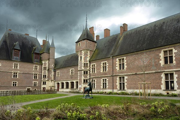 Gien. The castle built from 1482 for Anne de France and Pierre II de Beaujeu, hunting museum, Loiret department, Centre-Val de Loire. France