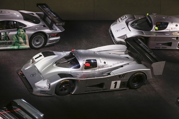 Sauber-Mercedes Group C racing sports car C 11, Mercedes-Benz Museum, Stuttgart, Baden-Wuerttemberg, Germany, Europe