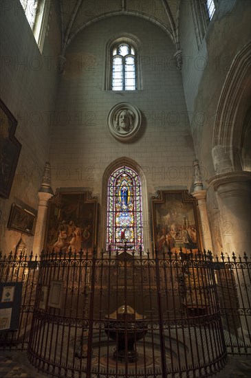 Baptismal font in the Eglise Notre Dame de Bon Port, 1646, Les Sables-d'Olonne, Vandee, France, Europe