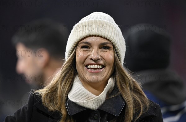 TV presenter Laura Wontorra DAZN, portrait, cap, smiles, Allianz Arena, Munich, Bavaria, Germany, Europe