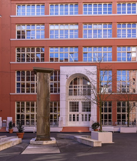 Restored backyard with office buildings, Langer Hof, Saarbruecker Strasse, Berlin, Germany, Europe