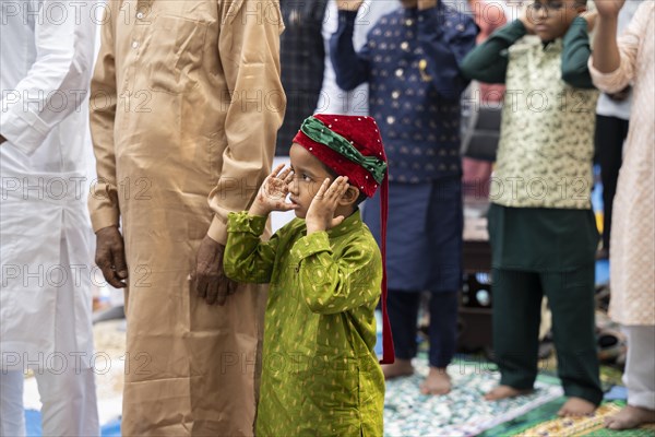 GUWAHATI, INDIA, APRIL 11: Muslims gather to perform Eid al-Fitr prayer at Eidgah in Guwahati, India on April 11, 2024. Muslims around the world are celebrating the Eid al-Fitr holiday, which marks the end of the fasting month of Ramadan