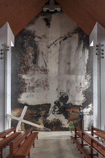Modern altarpiece in St Oswald's Church, Baunach, Upper Franconia, Bavaria, Germany, Europe