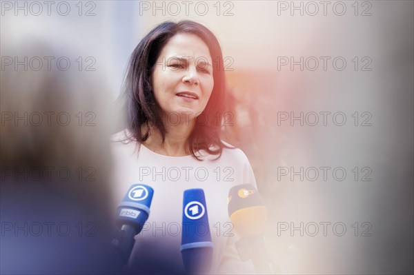 Annalena Baerbock (Alliance 90/The Greens), Federal Foreign Minister, photographed during a doorstep at the meeting of G7 foreign ministers in Capri, 18 April 2024. Photographed on behalf of the Federal Foreign Office