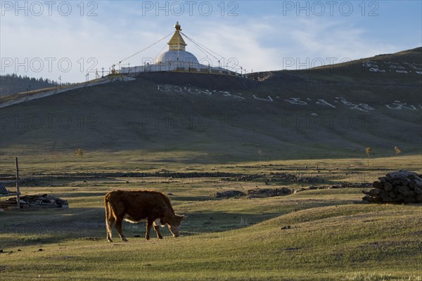 New stupa in the Buddhist monastery complex, Amarbayasgalant Monastery, Selenge Aimak, Selenge Province, Mongolia, Asia