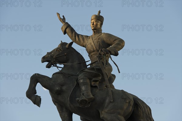 Statue of Damdin Suekhbaatar on Genghis Khan Square or Suekhbaatar Square in the capital Ulaanbaatar, Ulan Bator, Mongolia, Asia