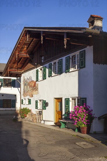Old house with Lueftlmalerei, Garmisch district, Garmisch-Partenkirchen, Werdenfelser Land, Upper Bavaria, Bavaria, Germany, Europe