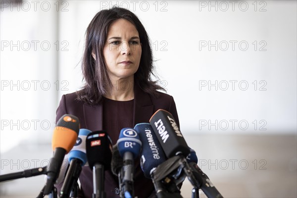 Annalena Baerbock (Buendnis 90/Die Gruenen), Federal Foreign Minister, photographed during a press statement in Tel Aviv, 17.04.2024. Photographed on behalf of the Federal Foreign Office