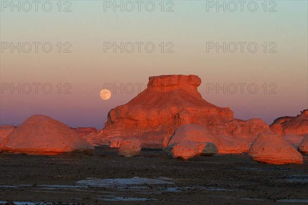 Egypt, White Desert, bizarre sandstone cliffs, Middle East sunset, Africa