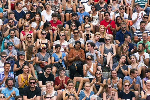 Spectators at karaoke in Berlin Mauerpark, 30/08/2015, Berlin, Berlin, Germany, Europe