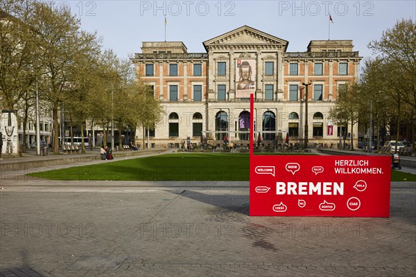 Welcome to Bremen and Ueberseemuseum sign in Bremen, Hanseatic City, State of Bremen, Germany, Europe