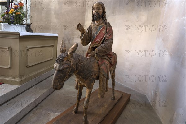 Hersbrucker Palmesel, carved from 16th century lime wood, on loan from the German National Museum in Nuremberg, to St John's Church in Hersbruck, Middle Franconia, Bavaria, Germany, Europe