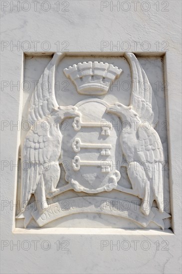 Coat of arms of Avignon, Park Le Rocher des Doms, Avignon, Vaucluse, Provence-Alpes-Cote d'Azur, South of France, France, Europe