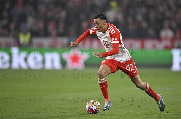 Jamal Musiala FC Bayern Munich FCB (42) Action on the ball, Allianz Arena, Munich, Bavaria, Germany, Europe