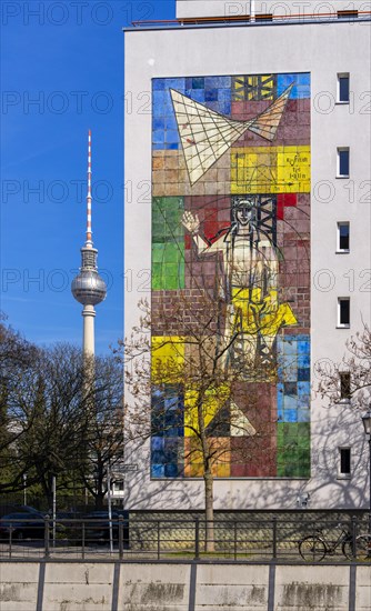 Man, the measure of all things, mural by Walter Womacka, Friedrichgrachtstrasse, Berlin, Germany, Europe
