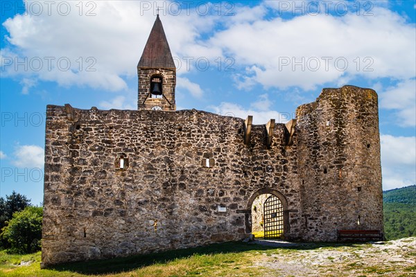 Romanesque Church of the Holy Trinity, 15th century, behind fortified walls, Hrastovlje, Slovenia, Hrastovlje, Slovenia, Europe