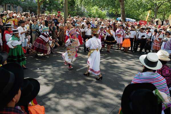 Beautiful colours during the Carnival of Cultures in the city centre. Berlin, Germany, Europe