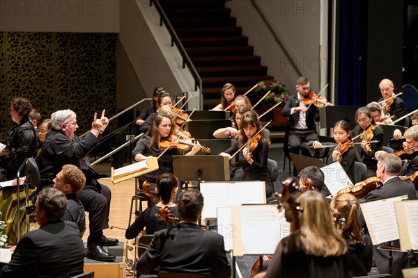 Farewell concert by Professor Mathias Breitschaft with the Rheinische Philharmonie State Orchestra in the Rhein-Mosel-HalleMusik-Institut Koblenz, Rhineland-Palatinate, Germany, Europe