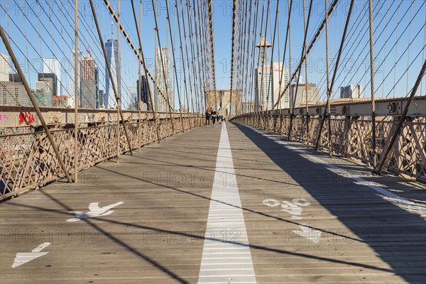 Brooklyn Bridge with Manhattan skyline, New York City, New York, USA, New York City, New York, USA, North America