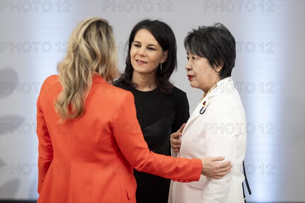 Melanie Joly, Foreign Minister of Canada, Annalena Baerbock (Alliance 90/The Greens), Federal Foreign Minister, and Yoko Kamikawa, Foreign Minister of Japan, photographed during the meeting of the G7 Foreign Ministers in Capri, 18 April 2024. Photographed on behalf of the Federal Foreign Office