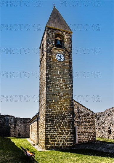 Romanesque Church of the Holy Trinity, 15th century, behind fortified walls, Hrastovlje, Slovenia, Hrastovlje, Slovenia, Europe