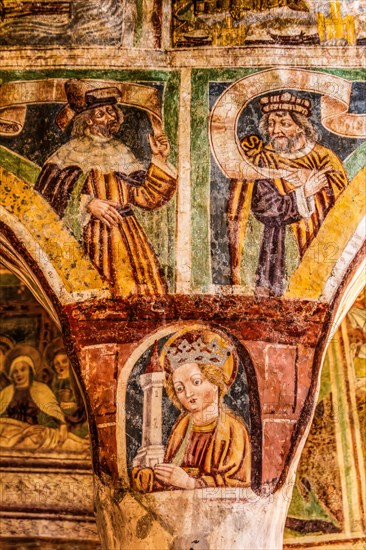 Gothic frescoes from 1490, a highlight of medieval wall painting, by Johannes von Kastav, Romanesque Church of the Holy Trinity, 15th century, Hrastovlje, Slovenia, Hrastovlje, Slovenia, Europe
