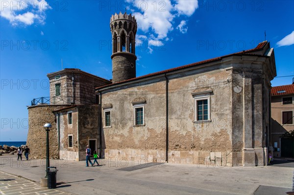 Church of St Clement or Mary Health to avert the plague, 13th century, harbour town of Piran on the Adriatic coast with Venetian flair, Slovenia, Piran, Slovenia, Europe