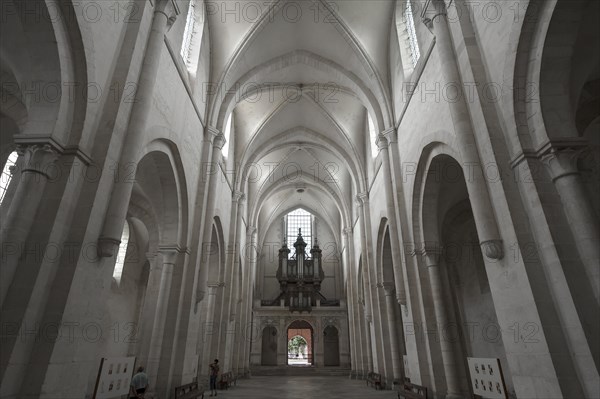 Interior of the former Cistercian monastery of Pontigny, Pontigny Abbey was founded in 1114, Pontigny, Bourgogne, France, Europe
