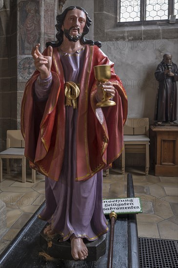 Life-size, carved figure of Jesus, 350-year-old processional figure in St Michael's Church, Neunkirchen am Brand, Middle Franconia, Bavaria, Germany, Europe