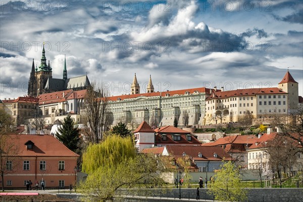 Sightseeing, city tour, cathedral, church building, sacred building, Vltava, capital city, Prague Castle, St Vitus Cathedral, Prague, Czech Republic, Europe