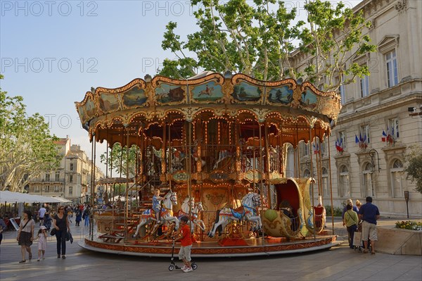 Carousel, Place de l'Horloge, Avignon, Vaucluse, Provence-Alpes-Cote d'Azur, South of France, France, Europe