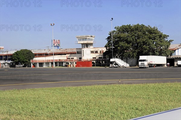 AUGUSTO C. SANDINO Airport, Managua, control tower and buildings on an airport site, Nicaragua, Central America, Central America