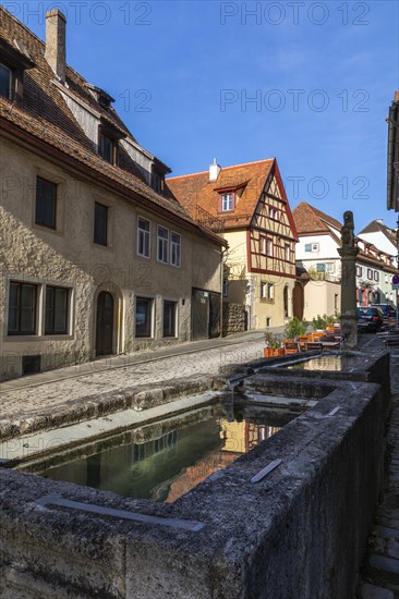 Black Eagle Fountain, Judengasse, Rothenburg ob der Tauber, Middle Franconia, Bavaria, Germany, Europe