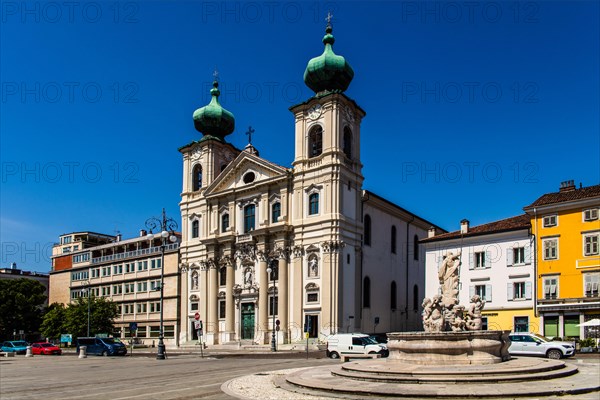 Piazza della Vittoria with Chiesa Sant Ignazio, 17th century, Gorizia, border town to Slovenia, Friuli, Italy, Gorizia, Friuli, Italy, Europe