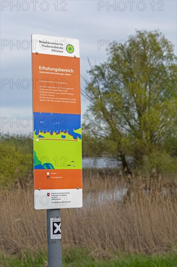 Information sign, information board, Elbtalaue near Bleckede, Lower Saxony, Germany, Europe